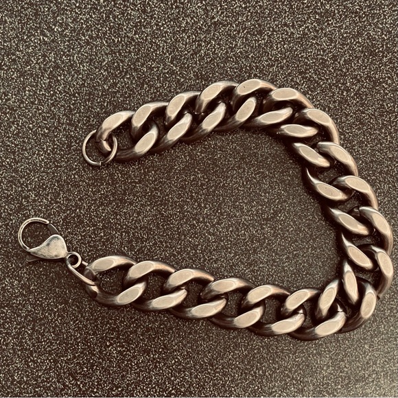 Stainless Steel Bracelet 11mm Cuban Curb Link Heavy Dark Gray - Picture 1 of 10